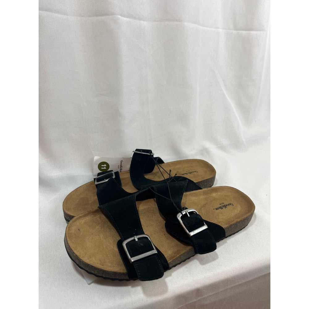 Goodfellow & Co Mens‎ Black Two Strap Buckle Slide Sandals Size 11 New